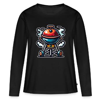Griller - T-shirt manches longues Premium bio Femme - noir - Devant - Julia (174cm)