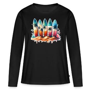 Surfeurs - T-shirt manches longues Premium bio Femme - noir - Devant - Julia (174cm)
