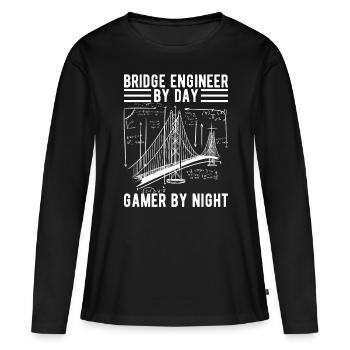 Ingénieur des ponts Construction de ponts - T-shirt manches longues Premium bio Femme - noir - Devant - Julia (174cm)
