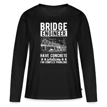 Ingénieur des ponts Construction de ponts - T-shirt manches longues Premium bio Femme - noir - Devant - Julia (174cm)