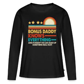 Papa bonus - T-shirt manches longues Premium bio Femme - noir - Devant - Julia (174cm)