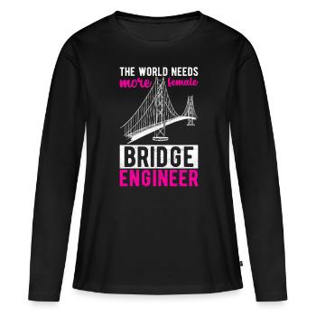 Ingénieur des ponts Construction de ponts - T-shirt manches longues Premium bio Femme - noir - Devant - Julia (174cm)