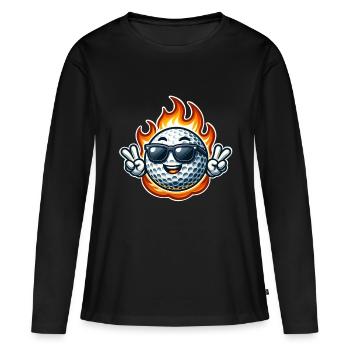 Boule de feu de golf - T-shirt manches longues Premium bio Femme - noir - Devant - Julia (174cm)