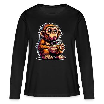 Neanderthal Bubble Tea - Women's Premium Organic Long Sleeve Shirt - black - Front - Julia (174cm)