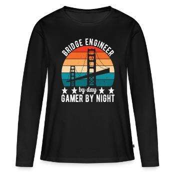 Ingénieur des ponts Construction de ponts - T-shirt manches longues Premium bio Femme - noir - Devant - Julia (174cm)