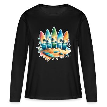 Surfeurs - T-shirt manches longues Premium bio Femme - noir - Devant - Julia (174cm)