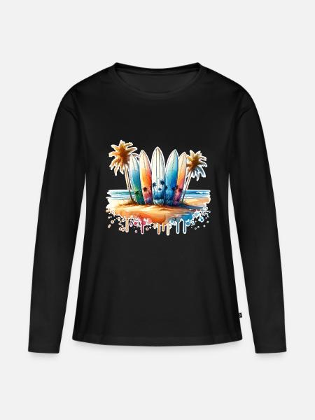 Surfen Surfer - Frauen Premium Bio Langarmshirt - Schwarz