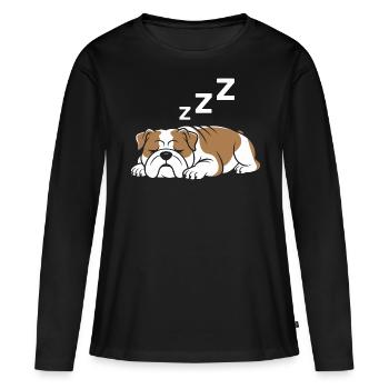 Bouledogue - T-shirt manches longues Premium bio Femme - noir - Devant - Julia (174cm)