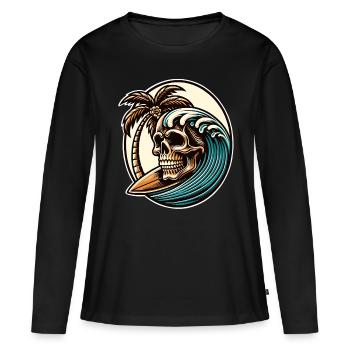 Crâne de surfeur de surf - T-shirt manches longues Premium bio Femme - noir - Devant - Julia (174cm)