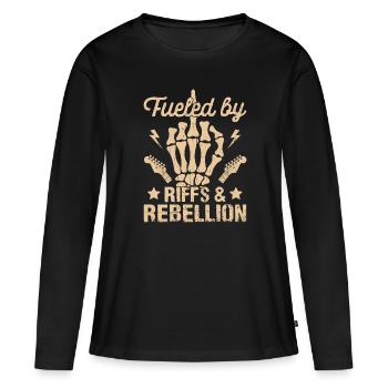 Rock and roll - T-shirt manches longues Premium bio Femme - noir - Devant - Julia (174cm)