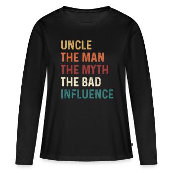 L’oncle l’homme Le mythe La mauvaise influence - T-shirt manches longues Premium bio Femme - noir - Devant - Julia (174cm)