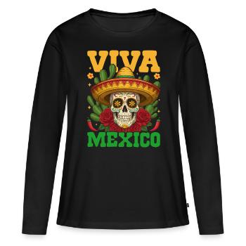 Viva Mexico - T-shirt manches longues Premium bio Femme - noir - Devant - Julia (174cm)