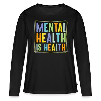 La santé mentale, c’est la santé - T-shirt manches longues Premium bio Femme - noir - Devant - Julia (174cm)