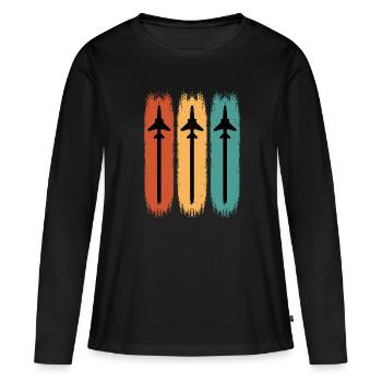 Combattant - T-shirt manches longues Premium bio Femme - noir - Devant - Julia (174cm)