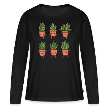 Planter - T-shirt manches longues Premium bio Femme - noir - Devant - Julia (174cm)