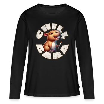 Capybara Chil Bara Fumer du cannabis - T-shirt manches longues Premium bio Femme - noir - Devant - Julia (174cm)