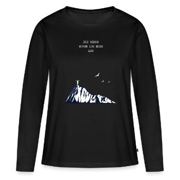 Wandern Minimalistisch - Frauen Premium Bio Langarmshirt - Schwarz - Vorne - Julia (174cm)