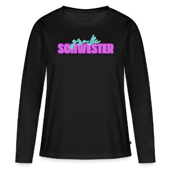 Grosse Schwester - Frauen Premium Bio Langarmshirt - Schwarz - Vorne - Julia (174cm)