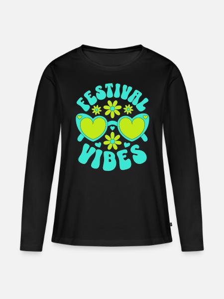 Festival Vibes - Frauen Premium Bio Langarmshirt - Schwarz