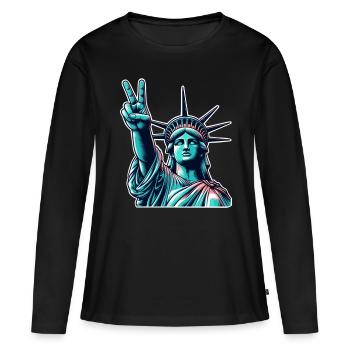Freiheitsstatue Peace - Frauen Premium Bio Langarmshirt - Schwarz - Vorne - Julia (174cm)