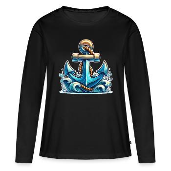 Ancre - T-shirt manches longues Premium bio Femme - noir - Devant - Julia (174cm)