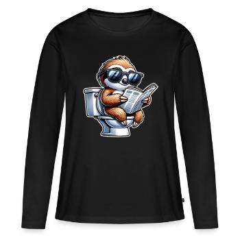 Journal de toilette paresseux - T-shirt manches longues Premium bio Femme - noir - Devant - Julia (174cm)