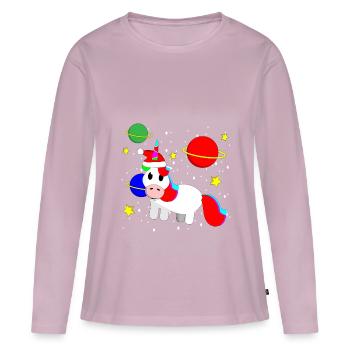 Einhorn Weihnachten Weihnachtspulli Weltall - Frauen Premium Bio Langarmshirt - Altrosa - Vorne - Julia (174cm)