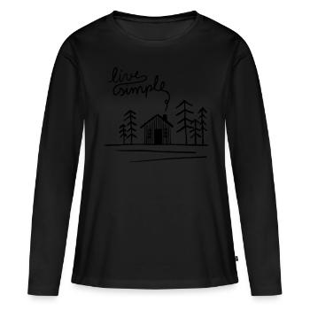 live simple - Frauen Premium Bio Langarmshirt - Schwarz - Vorne - Julia (174cm)