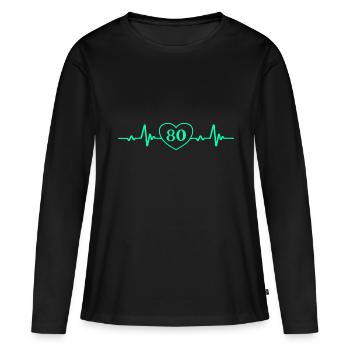 80th Birthday Heart 80 - Women's Premium Organic Long Sleeve Shirt - black - Front - Julia (174cm)