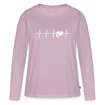 Climber heartbeat t-shirt climbing climbing - Women's Premium Organic Long Sleeve Shirt - dusky pink - Front - Julia (174cm)