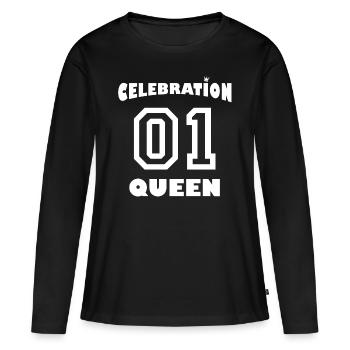 Reine Célébration avec la couronne - T-shirt manches longues Premium bio Femme - noir - Devant - Julia (174cm)