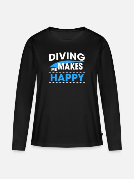 DIVING - Frauen Premium Bio Langarmshirt - Schwarz