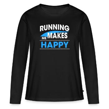 RUNNING - T-shirt manches longues Premium bio Femme - noir - Devant - Julia (174cm)