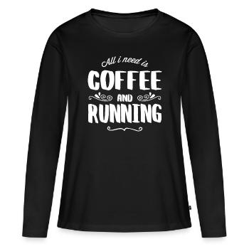 Running & Coffee - T-shirt manches longues Premium bio Femme - noir - Devant - Julia (174cm)
