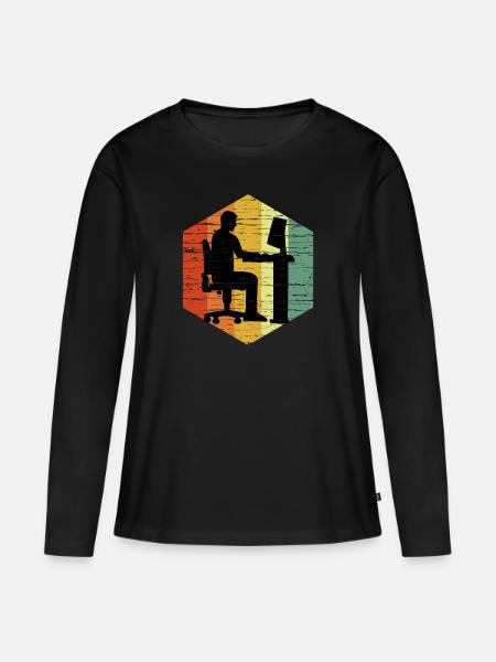 Vintage Programmer T-Shirt - Frauen Premium Bio Langarmshirt - Schwarz