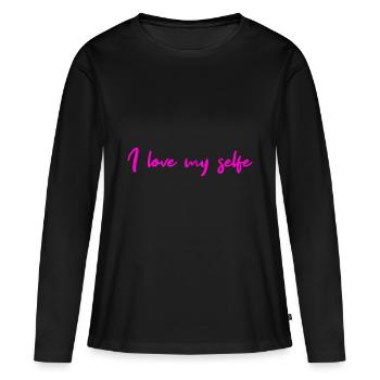 I love my selfe pink - Frauen Premium Bio Langarmshirt - Schwarz - Vorne - Julia (174cm)