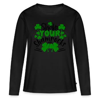 Secouez vos trèfles cadeaux trèfle - T-shirt manches longues Premium bio Femme - noir - Devant - Julia (174cm)