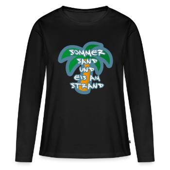 Sommer Sand Strand Palme - Frauen Premium Bio Langarmshirt - Schwarz - Vorne - Julia (174cm)