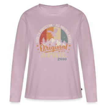 Jubilé Avril 2010 | Cadeau Avril 2010 - T-shirt manches longues Premium bio Femme - rose poudré - Devant - Julia (174cm)