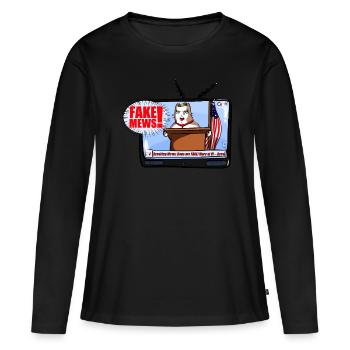 Fake mews - Frauen Premium Bio Langarmshirt - Schwarz - Vorne - Julia (174cm)