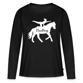 Voltige - Cheval - Equestre - Volti - T-shirt manches longues Premium bio Femme - noir - Devant - Julia (174cm)