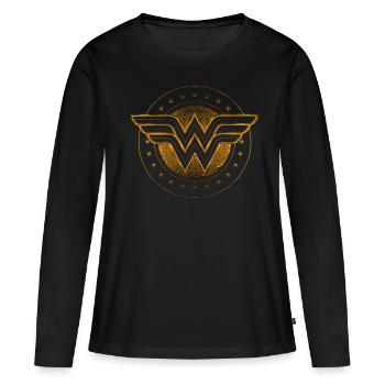 DC Comics Wonder Woman Logo Étoilé - T-shirt manches longues Premium bio Femme - noir - Devant - Julia (174cm)