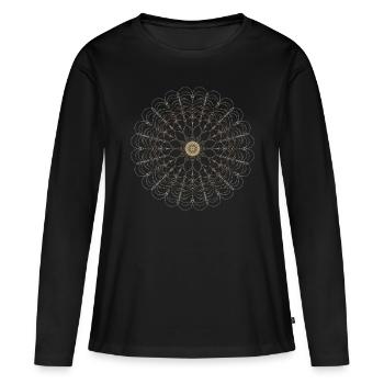 Mandala de temps - T-shirt manches longues Premium bio Femme - noir - Devant - Julia (174cm)