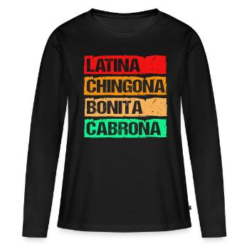 Chingona Latina - T-shirt manches longues Premium bio Femme - noir - Devant - Julia (174cm)