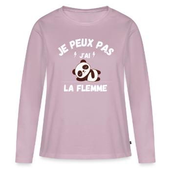 JE PEUX PAS J AI LA FLEMME T-shirt Humour Panda - T-shirt manches longues Premium bio Femme - rose poudré - Devant - Julia (174cm)