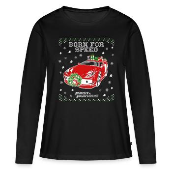 Fast and Furious Dom Born For Speed Ugly Christmas - T-shirt manches longues Premium bio Femme - noir - Devant - Julia (174cm)