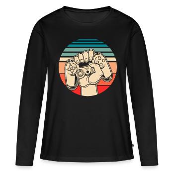 Jeux - T-shirt manches longues Premium bio Femme - noir - Devant - Julia (174cm)