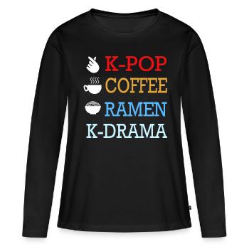 K-Pop Café Korea Pop Kdrama Kpop Corée - T-shirt manches longues Premium bio Femme - noir - Devant - Julia (174cm)