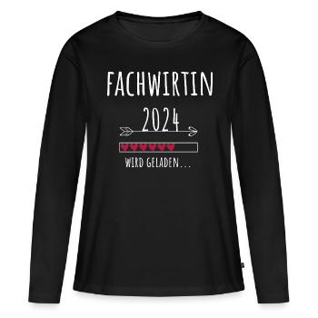 Fachwirtin 2024 wird geladen Fachwirt Abschluss - Frauen Premium Bio Langarmshirt - Schwarz - Vorne - Julia (174cm)