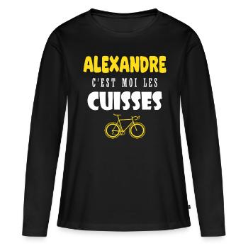 Alexandre vélo c est moi les cuisses humour velo - T-shirt manches longues Premium bio Femme - noir - Devant - Julia (174cm)